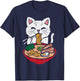 Cat Eating Ramen Kawaii Japanese Noodles Anime Foodie Gift T-Shirt - T-Shirt | Navy