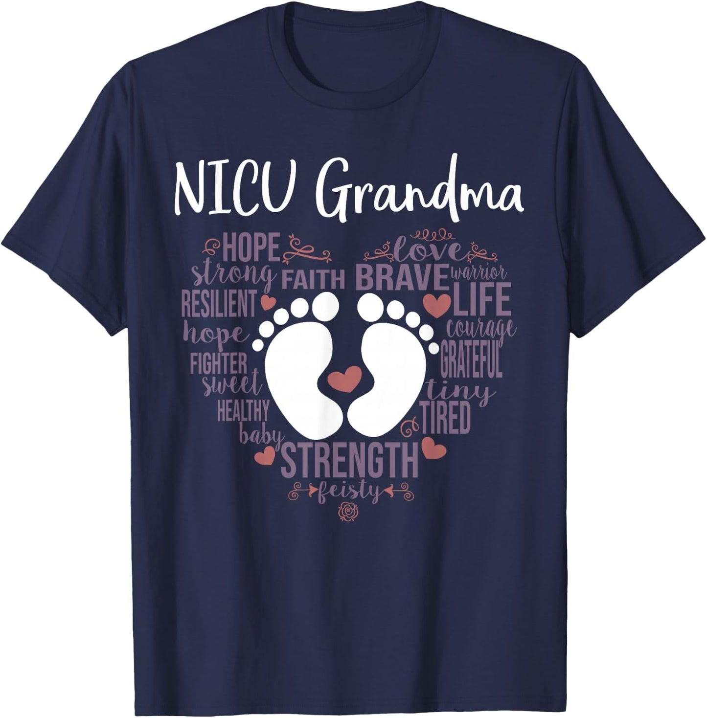 "NICU Grandma" Preemie or NICU Grandma Shirt T-Shirt - T-Shirt | Navy