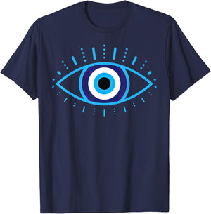Evil Eye Eyelashes Shirt Greek Evil Spirit Protection T-Shirt - T-Shirt | Navy
