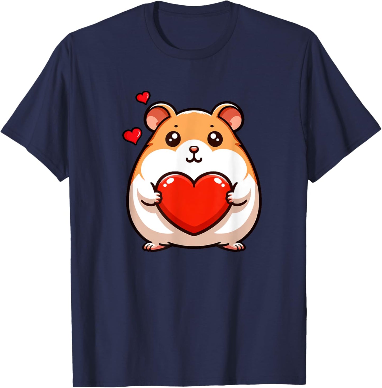 Cute Hamster Funny Valentines Heart Lover Men Women Kids T-Shirt - T-Shirt | Navy