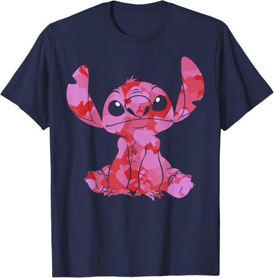 Disney Lilo & Stitch Valentine's Day Stitch Heart Fill T-Shirt - T-Shirt | Navy