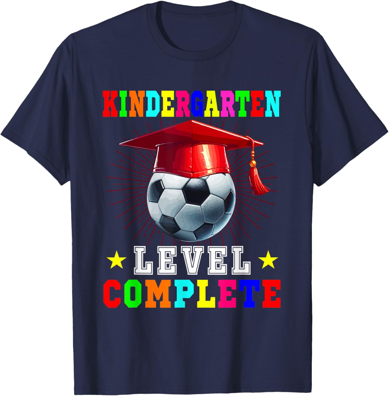 Kindergarten Level Complete Soccer Player Kids Graduation T-Shirt - T-Shirt | Navy