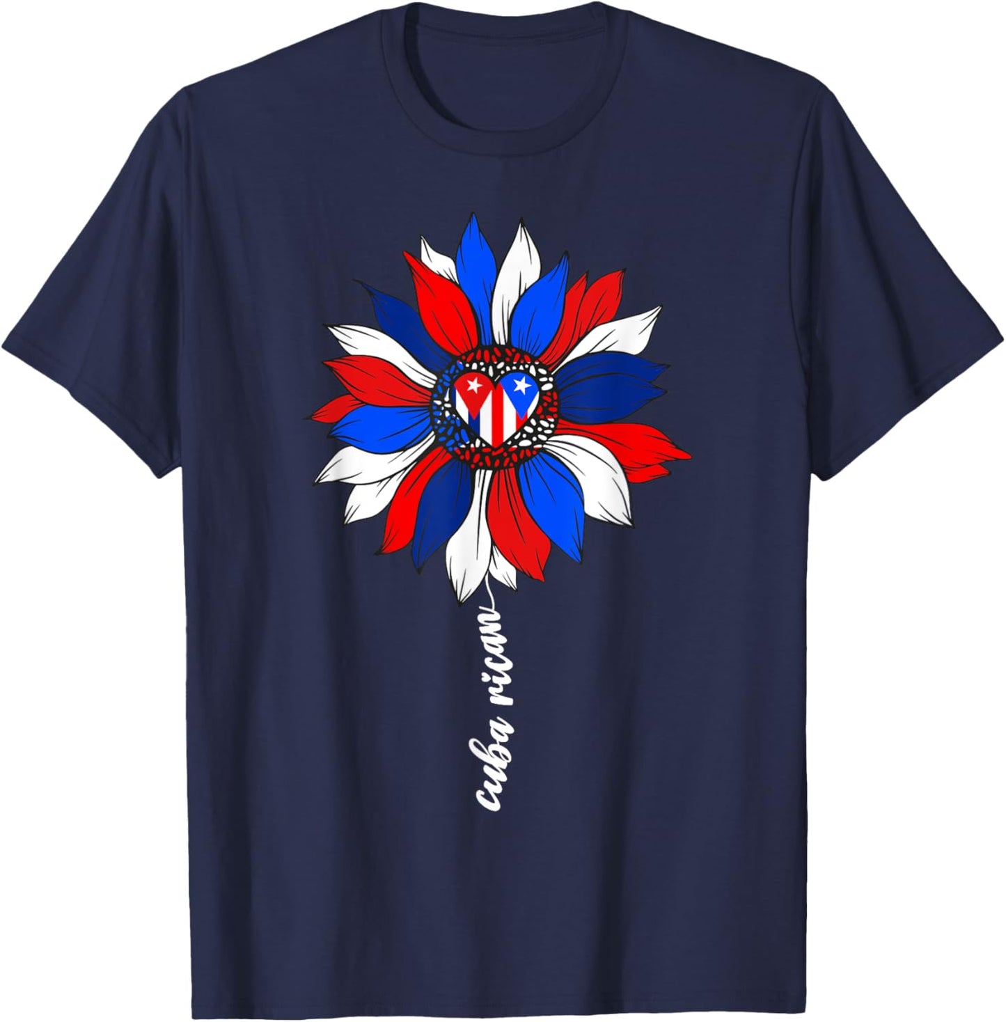 Half Cuban And Puerto Rican Rico Cuba Flag Cubarican Girl T-Shirt - T-Shirt | Navy