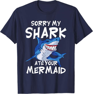 My Shark Ate Your Mermaid Funny Kids Party Boys Gift Shark T-Shirt - T-Shirt | Navy