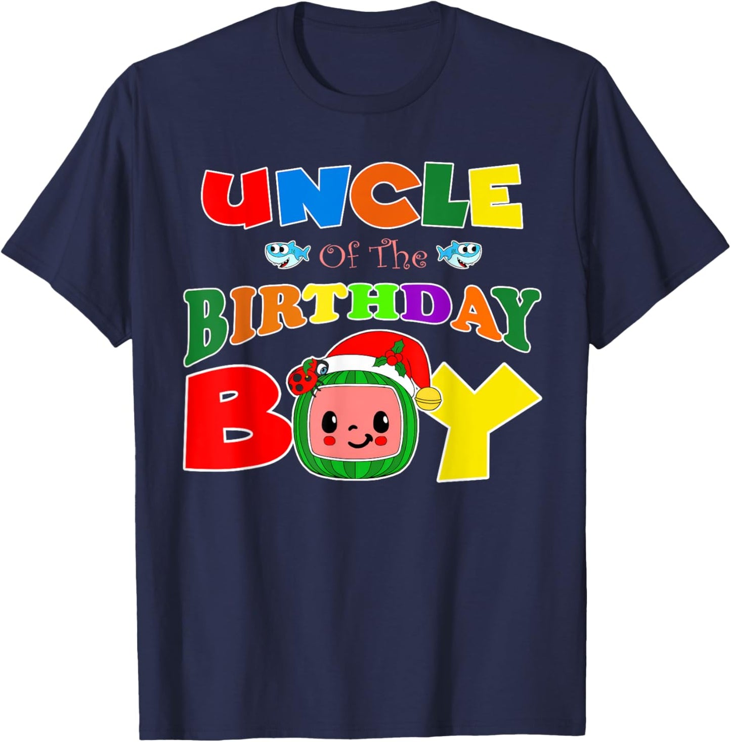 Uncle Of The Birthday Boy Funny Melon Family Matching T-Shirt - T-Shirt | Navy