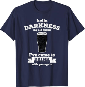 Hello Darkness My Old Friend Stout Beer Lover Retro T-Shirt - T-Shirt | Navy