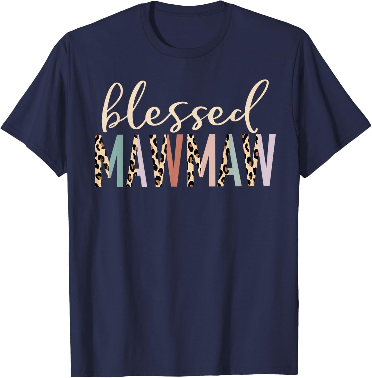 Blessed Mawmaw Cute Leopard Print T-Shirt - T-Shirt | Navy
