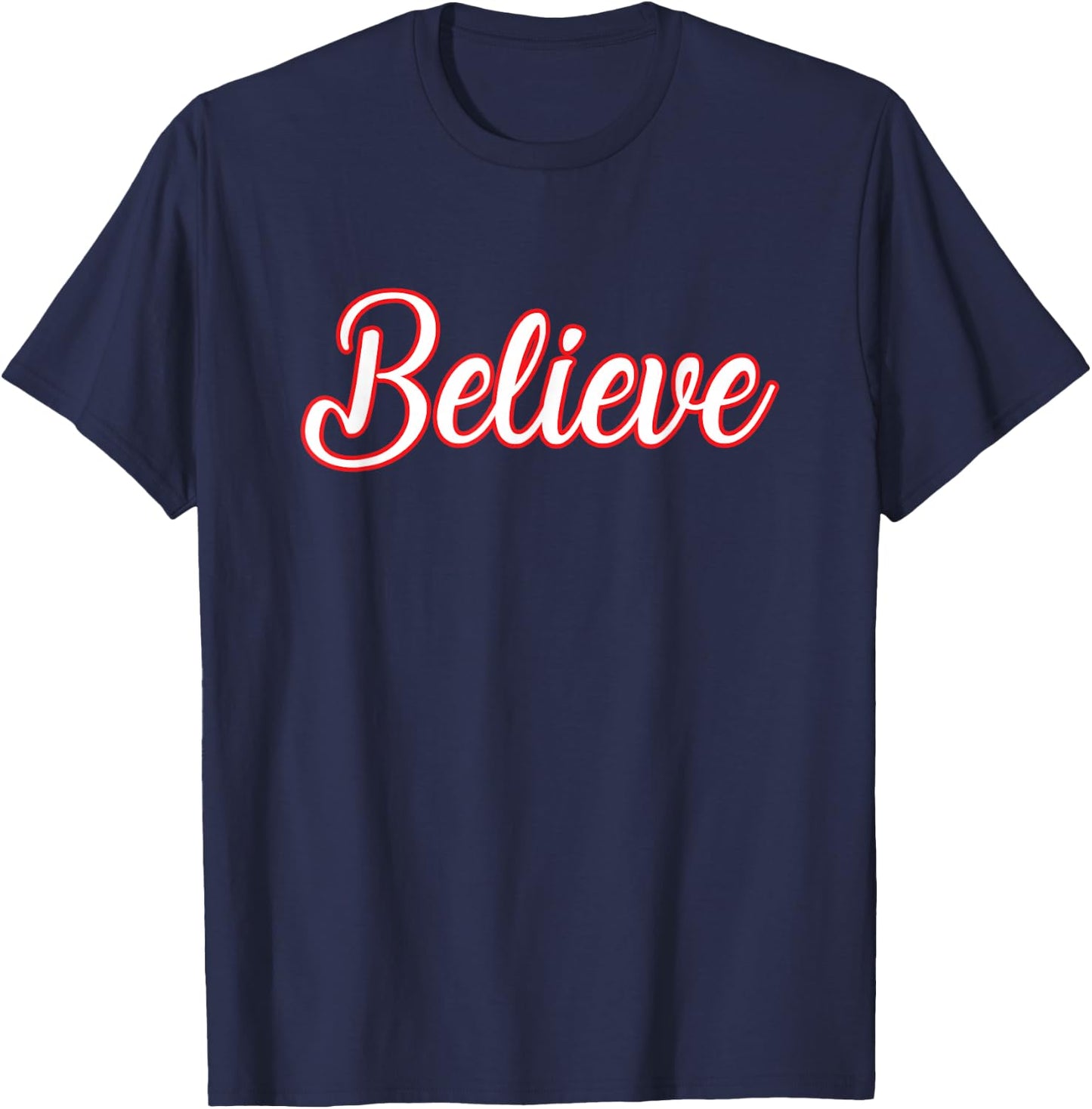 Believe Christmas Inspirational Faith Religion Mental Health T-Shirt - T-Shirt | Navy