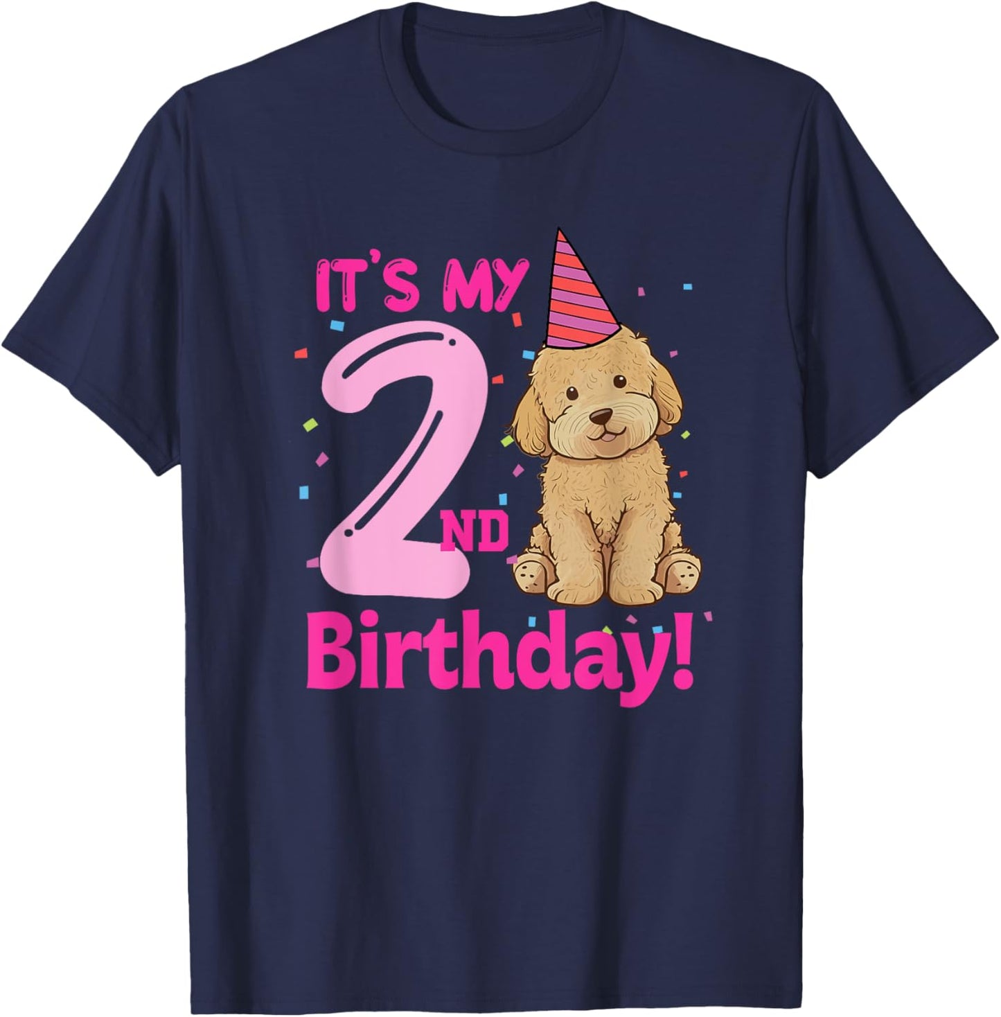 It's My 2nd Birthday Goldendoodle Lovers 2 Years Old Puppy T-Shirt - T-Shirt | Navy