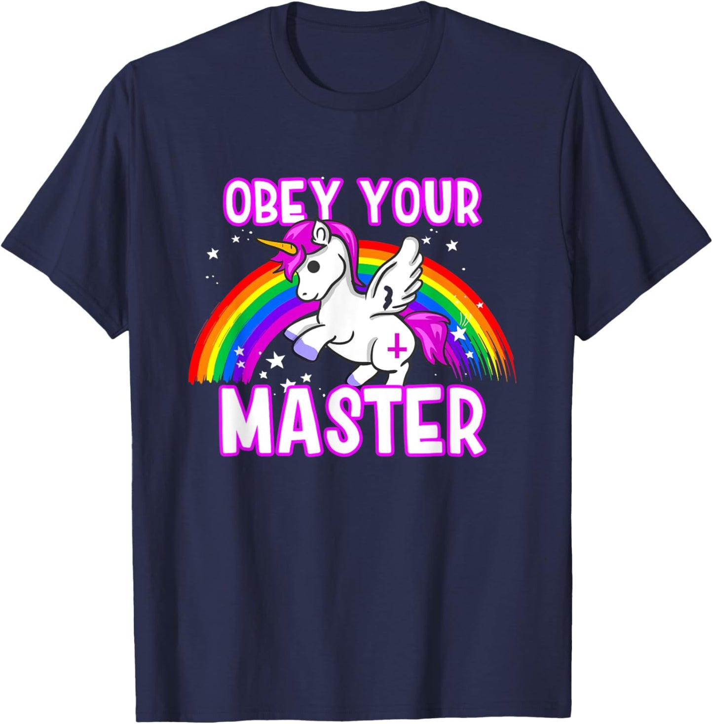 Obey Your Master - Satanic Unicorn - Anti Religion Metal T-Shirt - T-Shirt | Navy