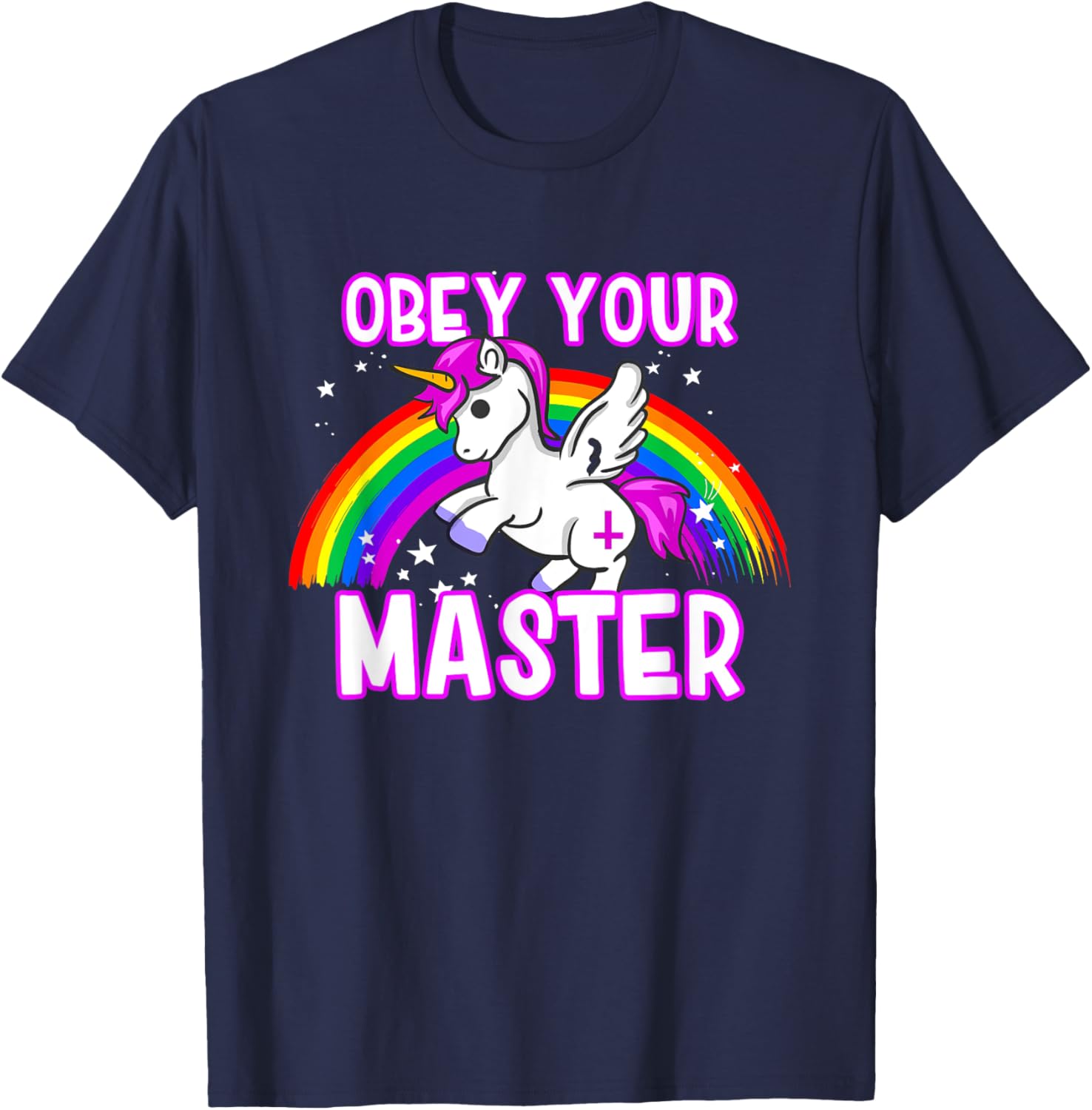 Obey Your Master - Satanic Unicorn - Anti Religion Metal T-Shirt - T-Shirt | Navy