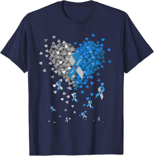 In November We Wear Blue Cure Diabetes Awareness Love Heart T-Shirt - T-Shirt | Navy