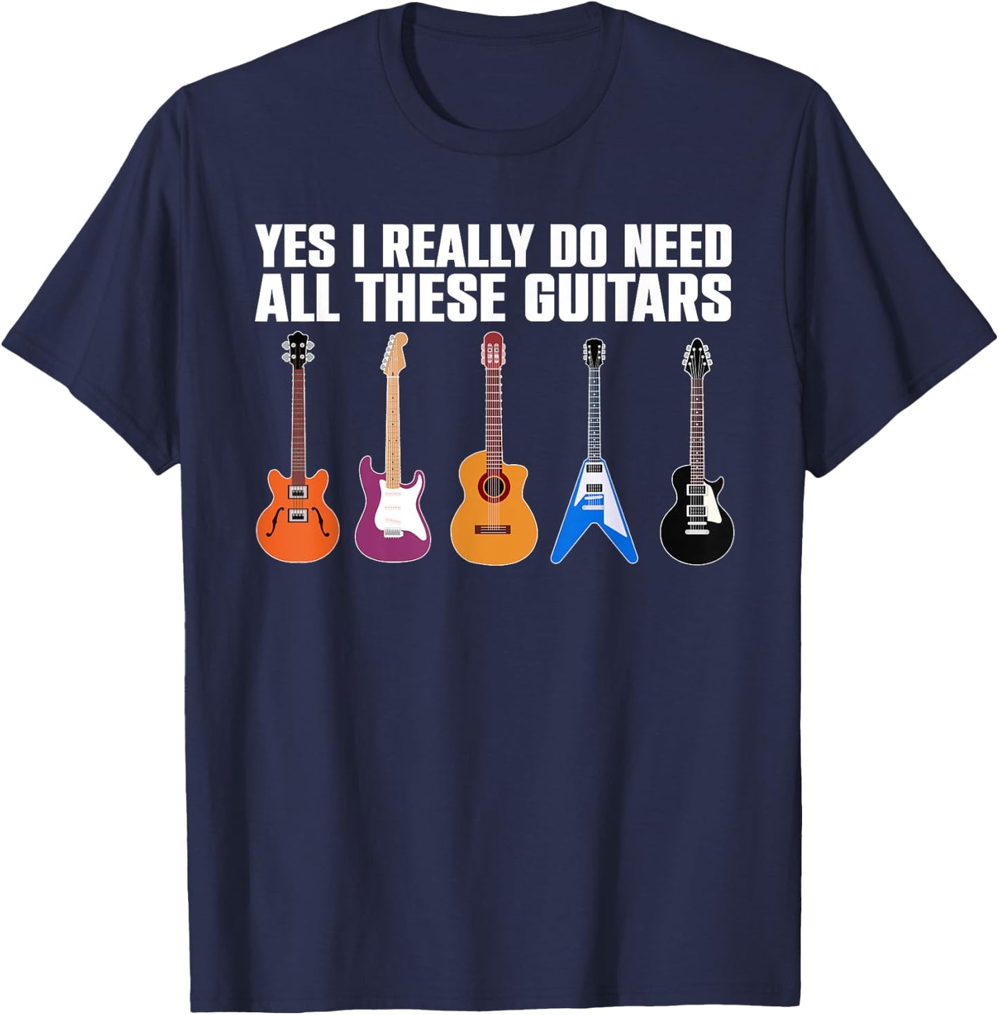 Funny Guitar Design Women Guitarist Guitar Lovers T-Shirt - T-Shirt | Navy
