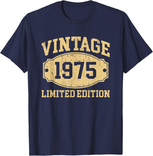 Vintage 1975 Men Women Born In 1975 Birthday Idea Vintage T-Shirt - T-Shirt | Navy