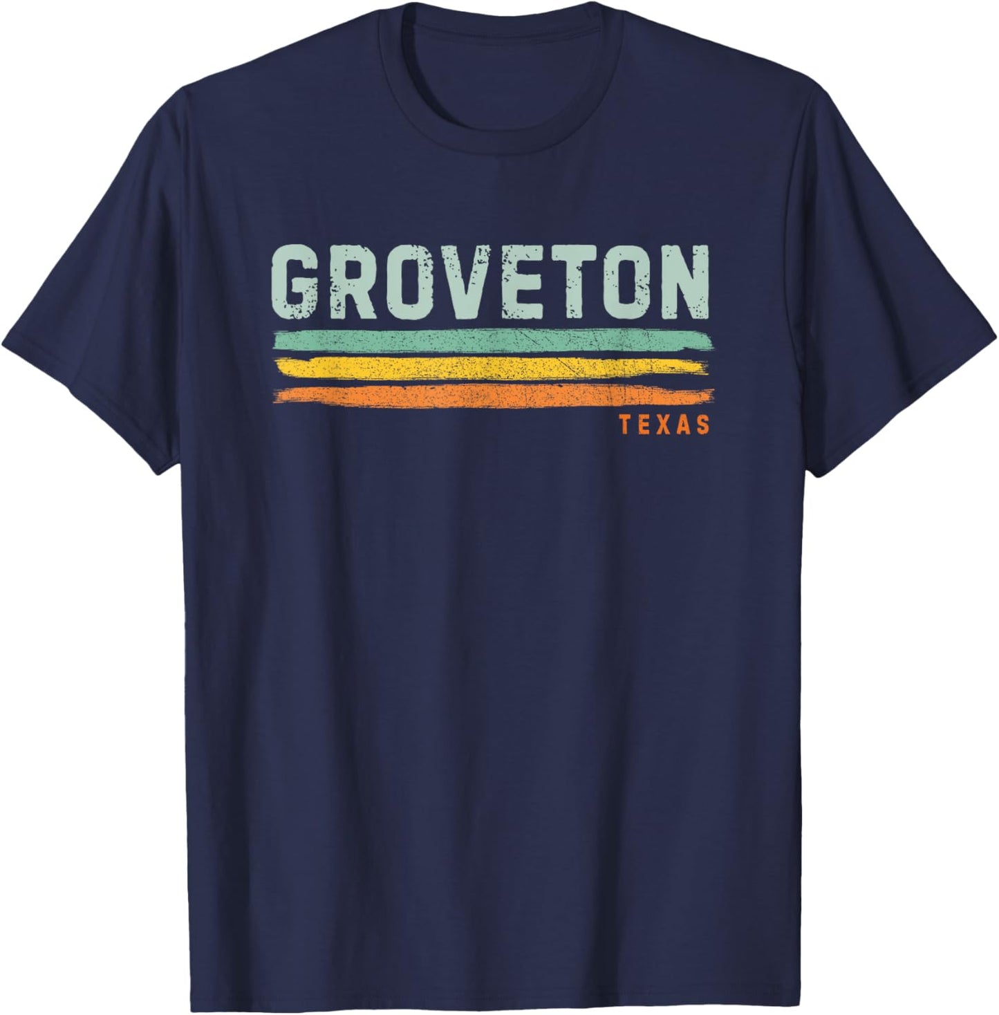 Vintage Stripes Groveton TX T-Shirt - T-Shirt | Navy