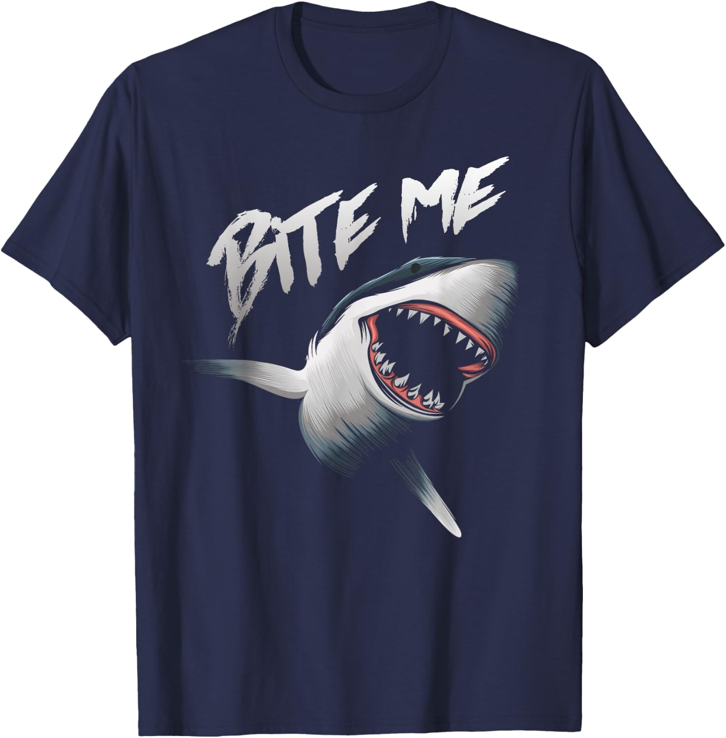 Bite Me Shark Shirt For Boys and Girls Summer Kids Gift T-Shirt - T-Shirt | Navy