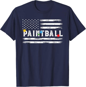 Vintage American USA Flag Paintball Player Paintballing Men T-Shirt - T-Shirt | Navy