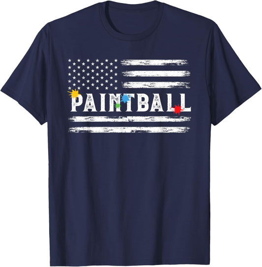 Vintage American USA Flag Paintball Player Paintballing Men T-Shirt - T-Shirt | Navy