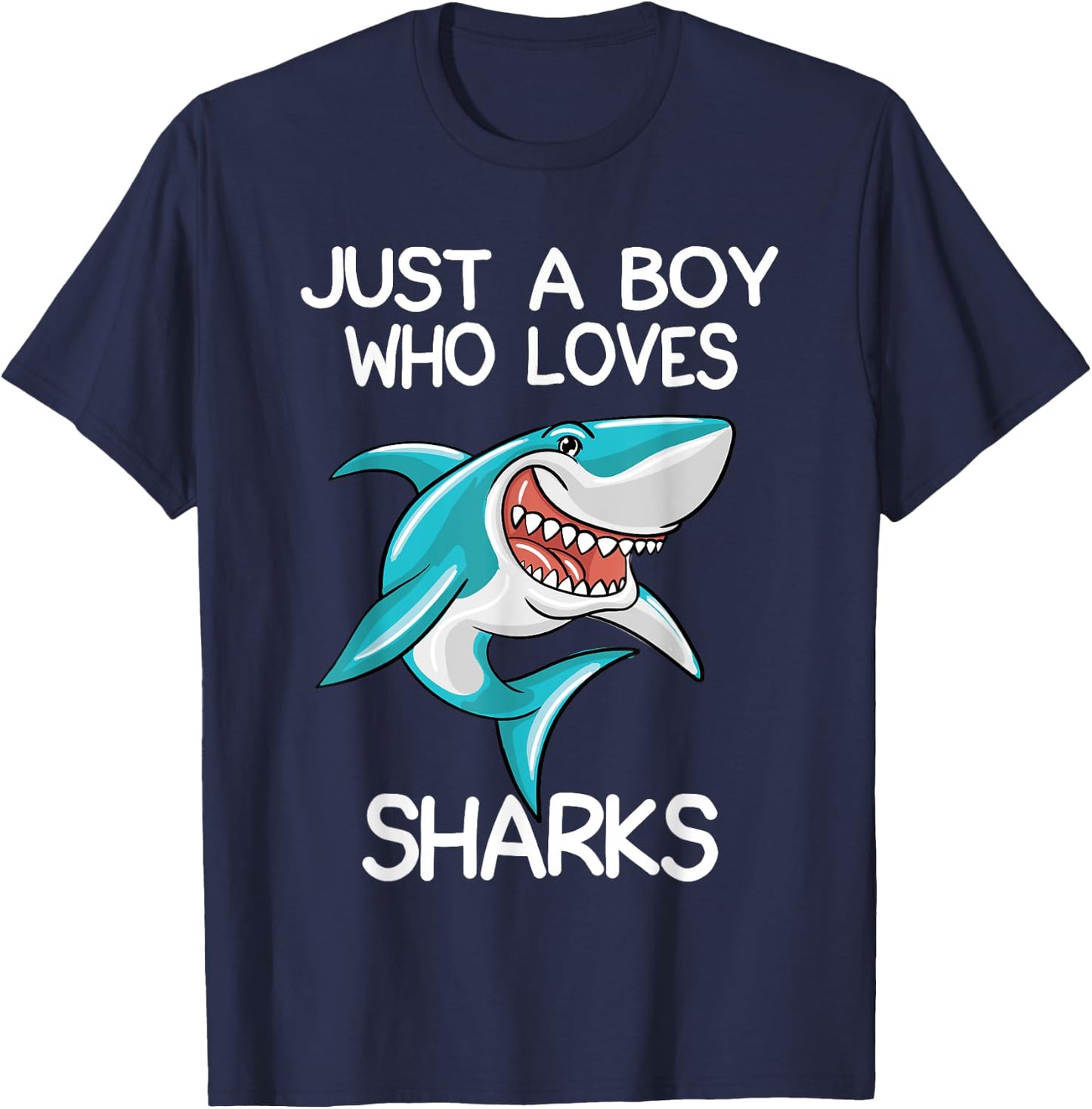Just A Boy Who Loves Sharks Gift Shark Lover Gifts T-Shirt - T-Shirt | Navy