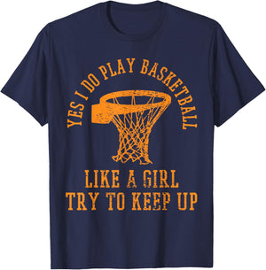 Basketball Girl Vintage T-Shirt - T-Shirt | Navy
