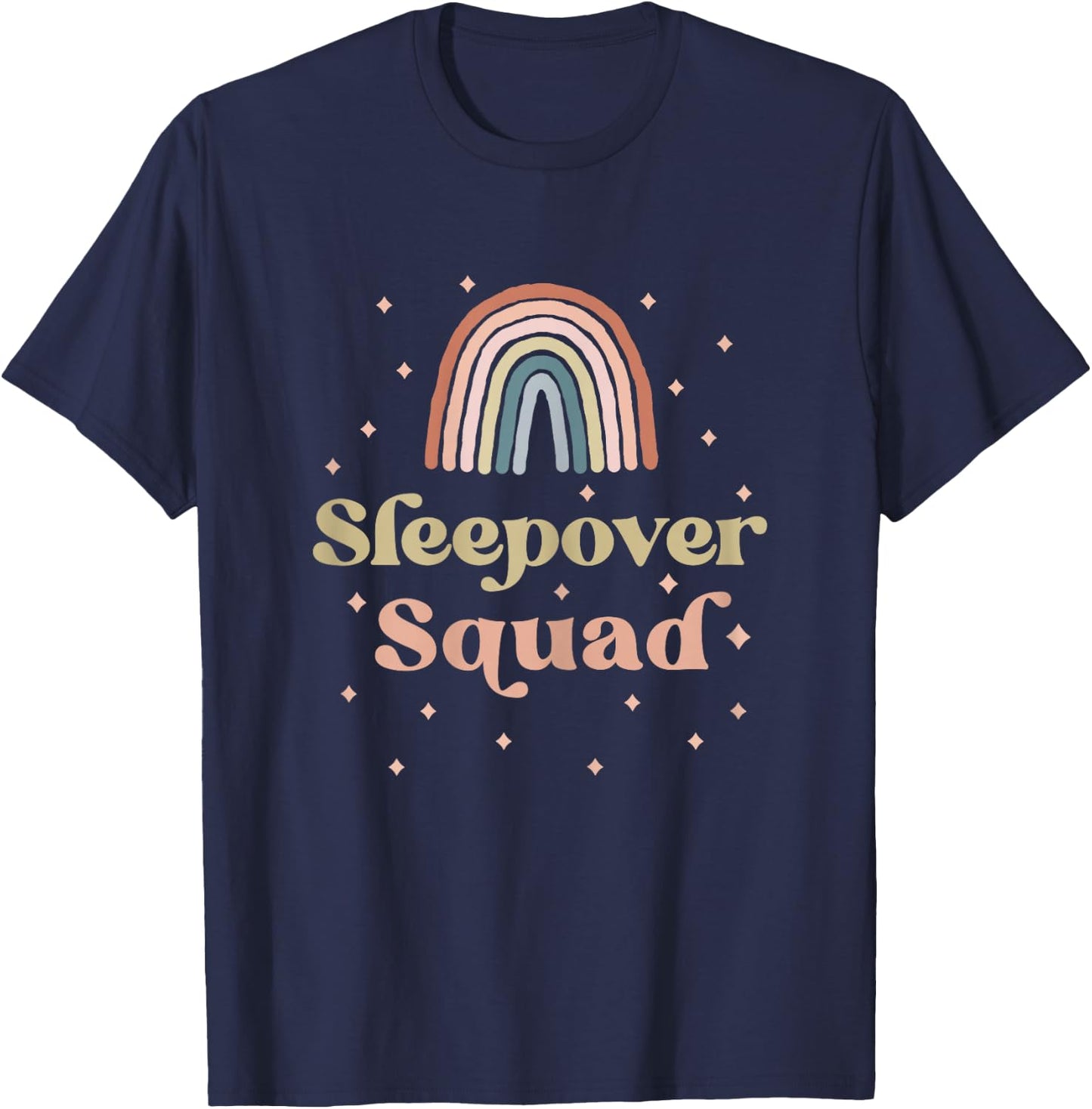 Birthday Boho Rainbow Sleepover Squad Pajamas for Girls T-Shirt - T-Shirt | Navy