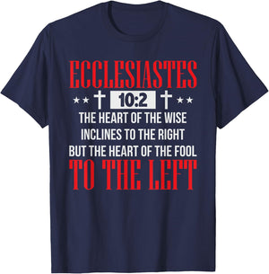 Ecclesiastes 10:2 Shirt Funny Christian Gift T-Shirt - T-Shirt | Navy