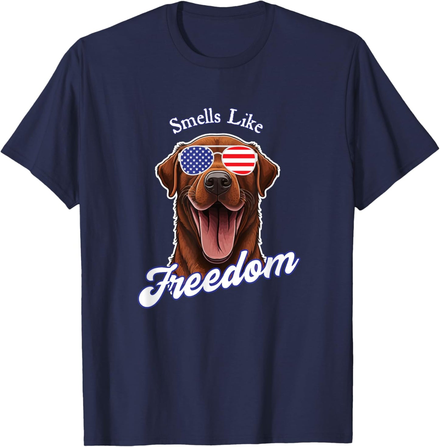 Chocolate Lab American Flag Patriotic 4th of July Vintage Women Men T-Shirt - T-Shirt | Navy