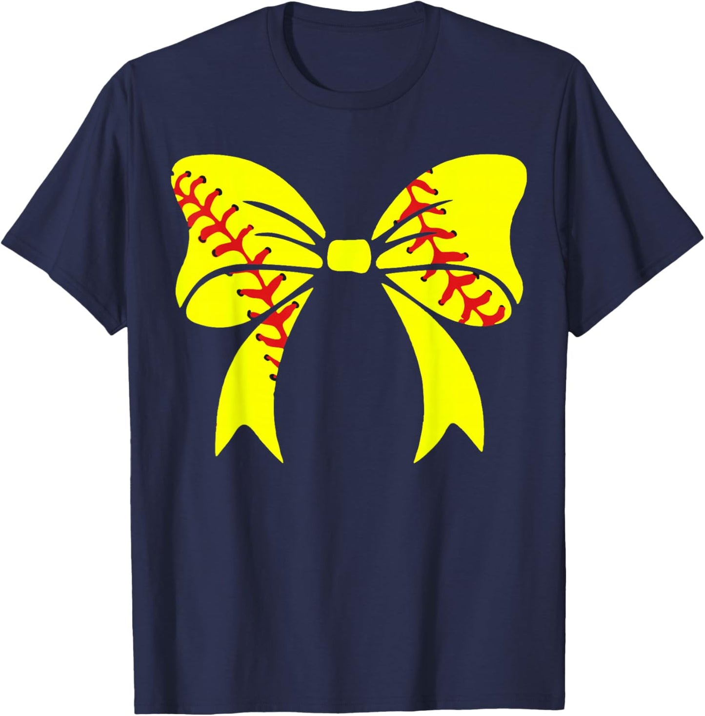 Softball Bow, Softball Player , mom, Girl T-Shirt - T-Shirt | Navy