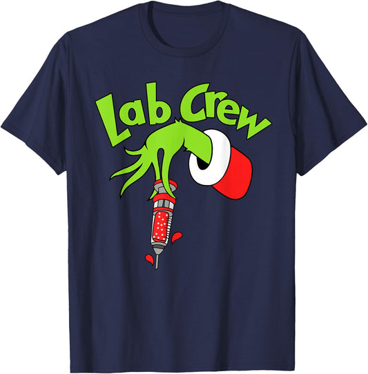 Lab Crew Merry Christmas Laboratory Tech Nurse Xmas Pajamas T-Shirt - T-Shirt | Navy