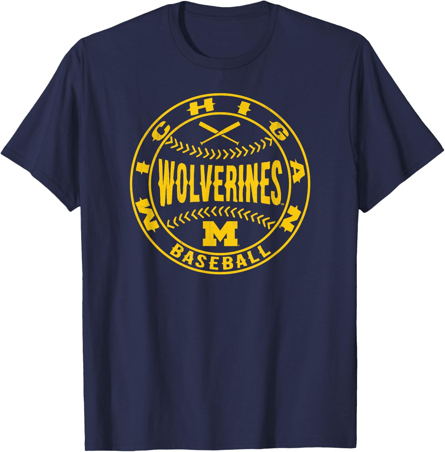 Michigan Wolverines Baseball Homerun Officially Licensed T-Shirt - T-Shirt | Navy