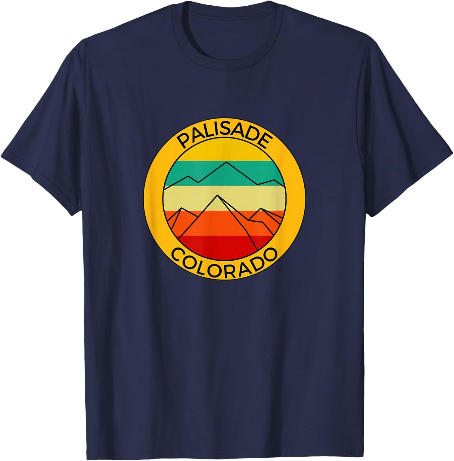 Retro Sunset Mountains Palisade Colorado Souvenir Reunion T-Shirt - T-Shirt | Navy