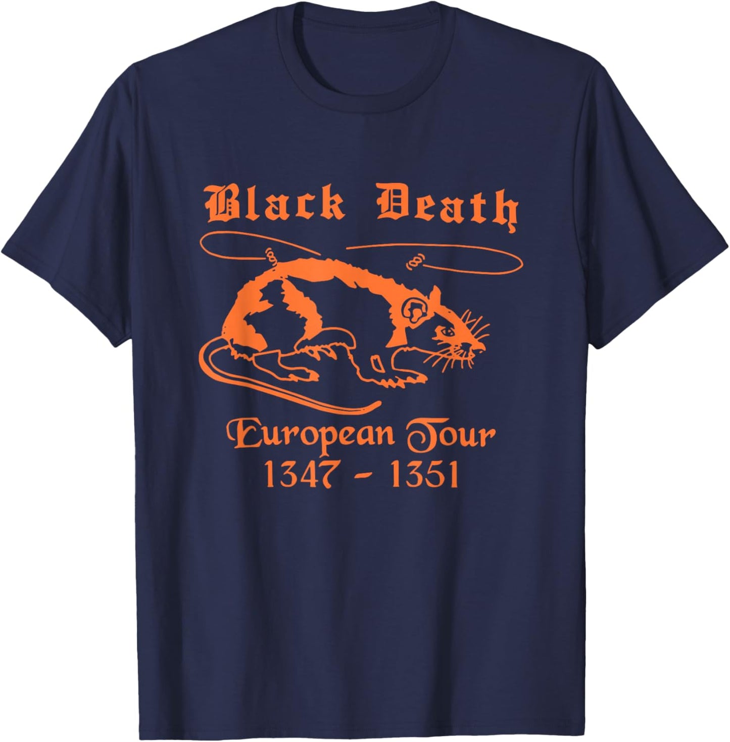 Double Sided Front and Back | Black Death European Tour T-Shirt - T-Shirt | Navy