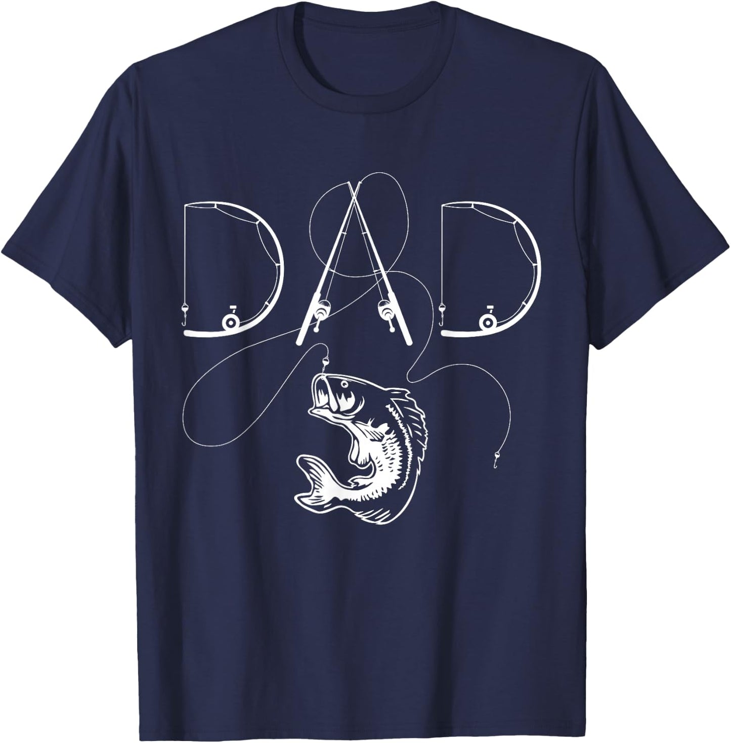 Fisherman Dad Fishing Enthusiast Fish Lover Daddy Father T-Shirt - T-Shirt | Navy