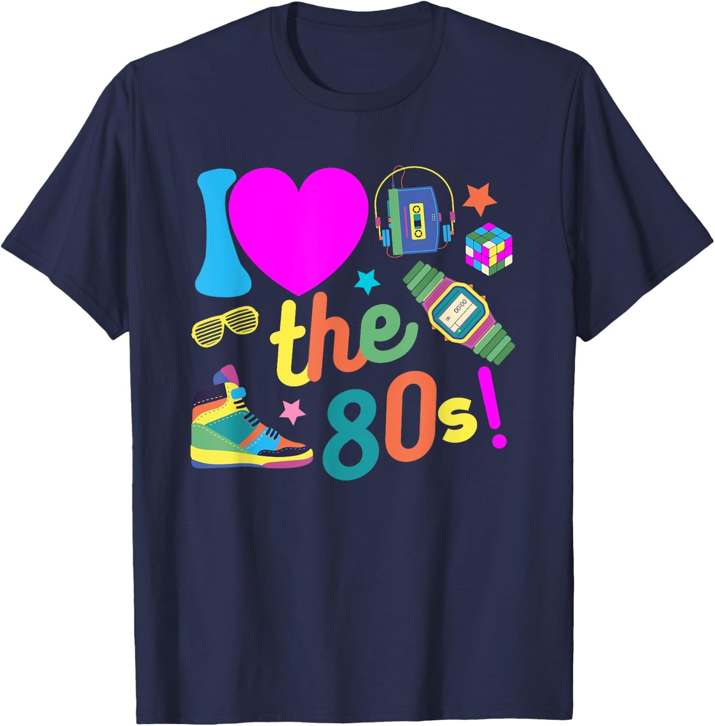 I love The 80s Funny Retro Party 80's Costume Women T-Shirt - T-Shirt | Navy