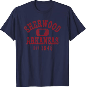 Vintage Sherwood Arkansas AR Retro City T-Shirt - T-Shirt | Navy