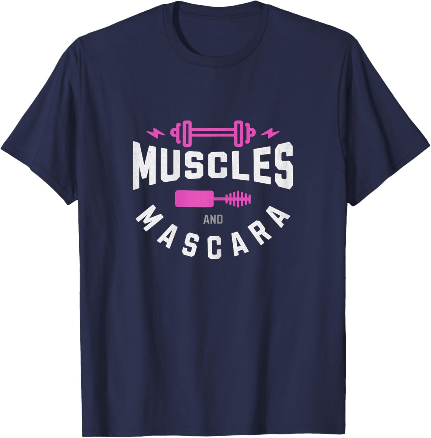 Muscles and Mascara Cute Fitness Gym T-Shirt - T-Shirt | Navy