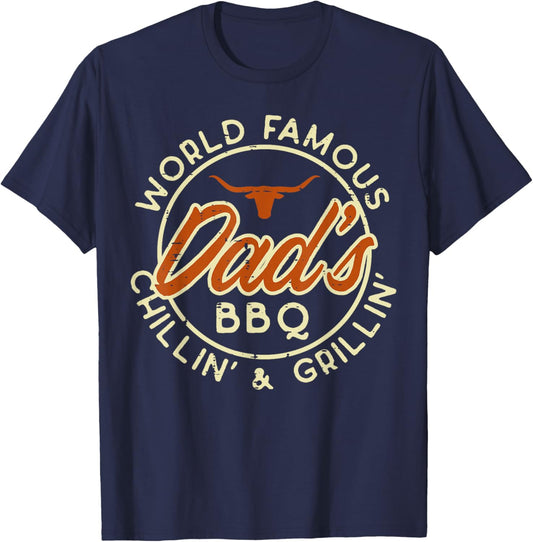Worlds Famous Dads Bbq Grillin Barbecue Fathers Day Papa T-Shirt - T-Shirt | Navy
