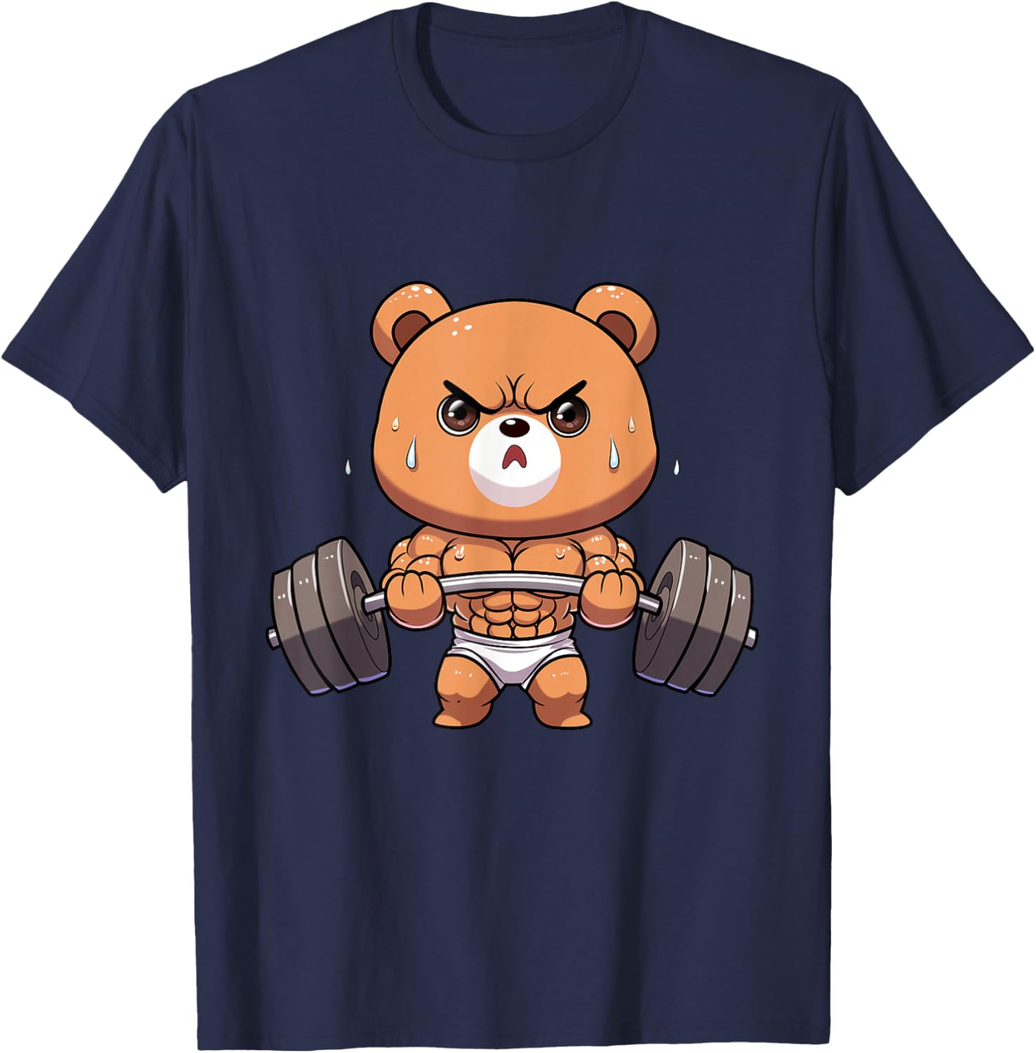 Bear Bodybuilder Bodybuilding Muscle Gym Weightlifting Bear T-Shirt - T-Shirt | Navy