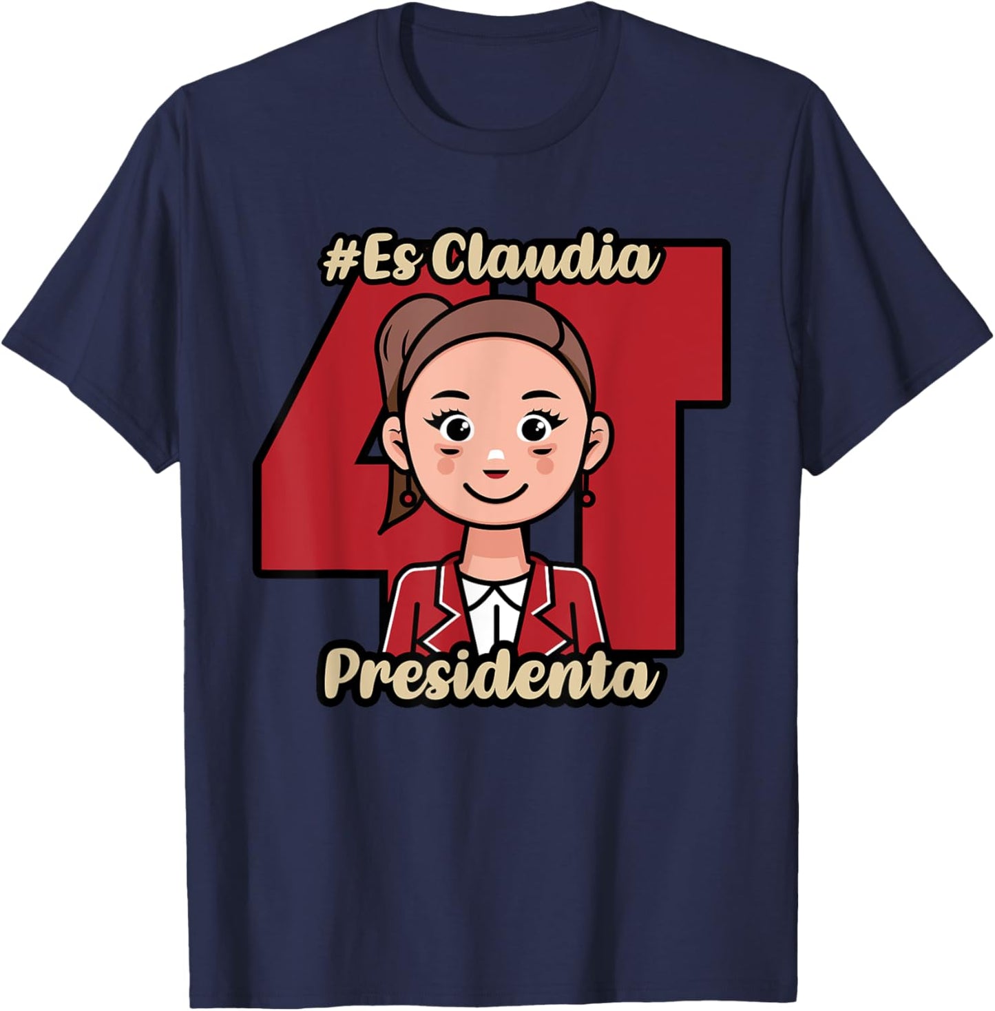 Claudia Sheinbaum Pardo Presidenta drawing kawaii T-Shirt - T-Shirt | Navy