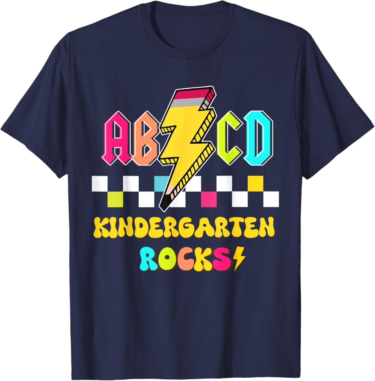 Kindergarten ABCD Rocks Teacher Student Back to School Men Women Kids T-Shirt - T-Shirt | Navy