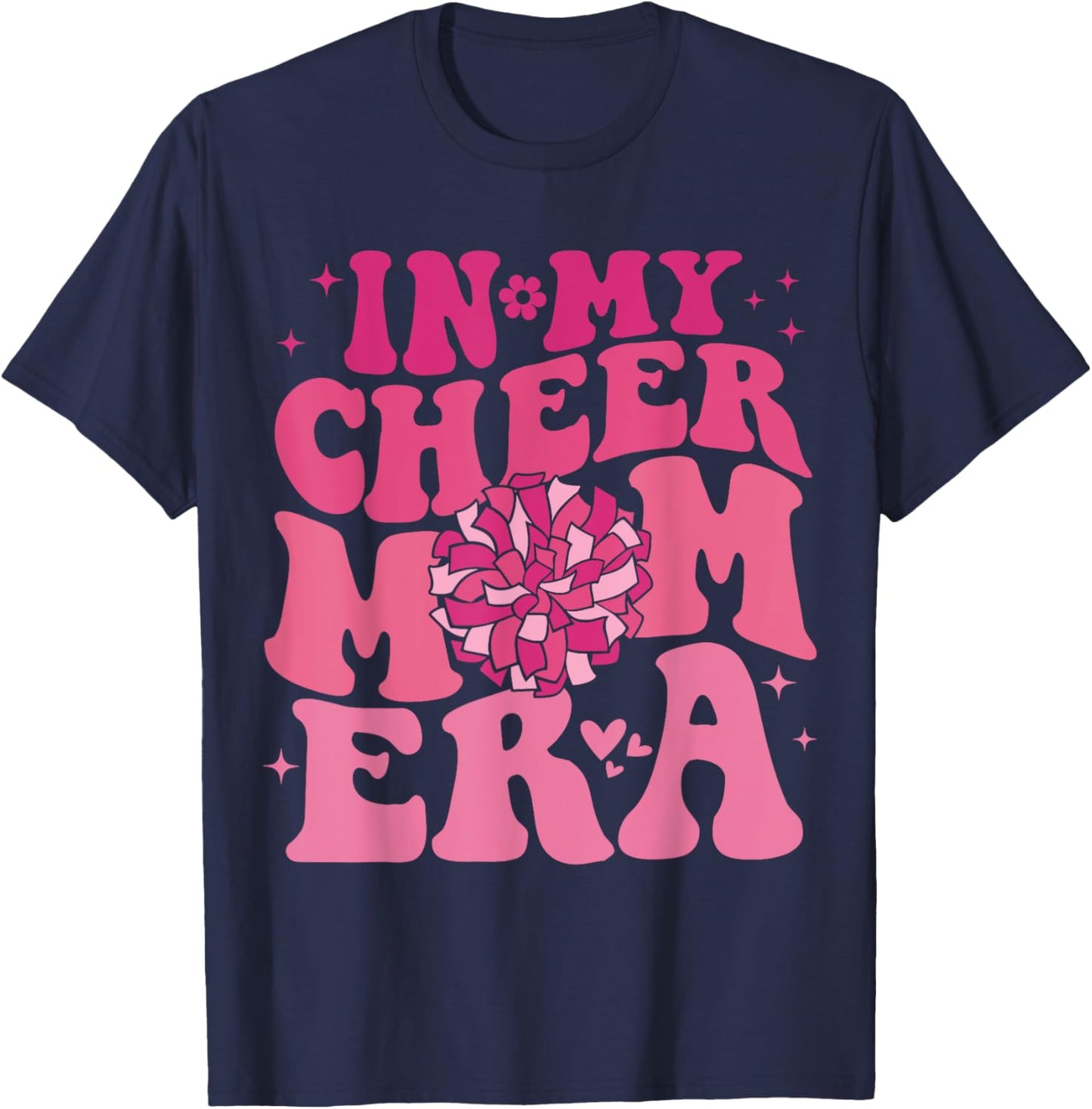 In My Cheer Mom Era Groovy Cheerleading Football Mom Women T-Shirt - T-Shirt | Navy