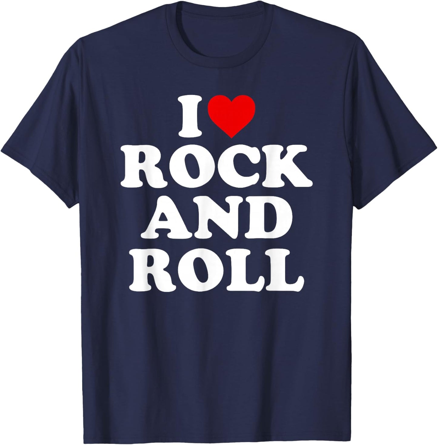 I Love Rock And Roll - Heart T-Shirt - T-Shirt | Navy