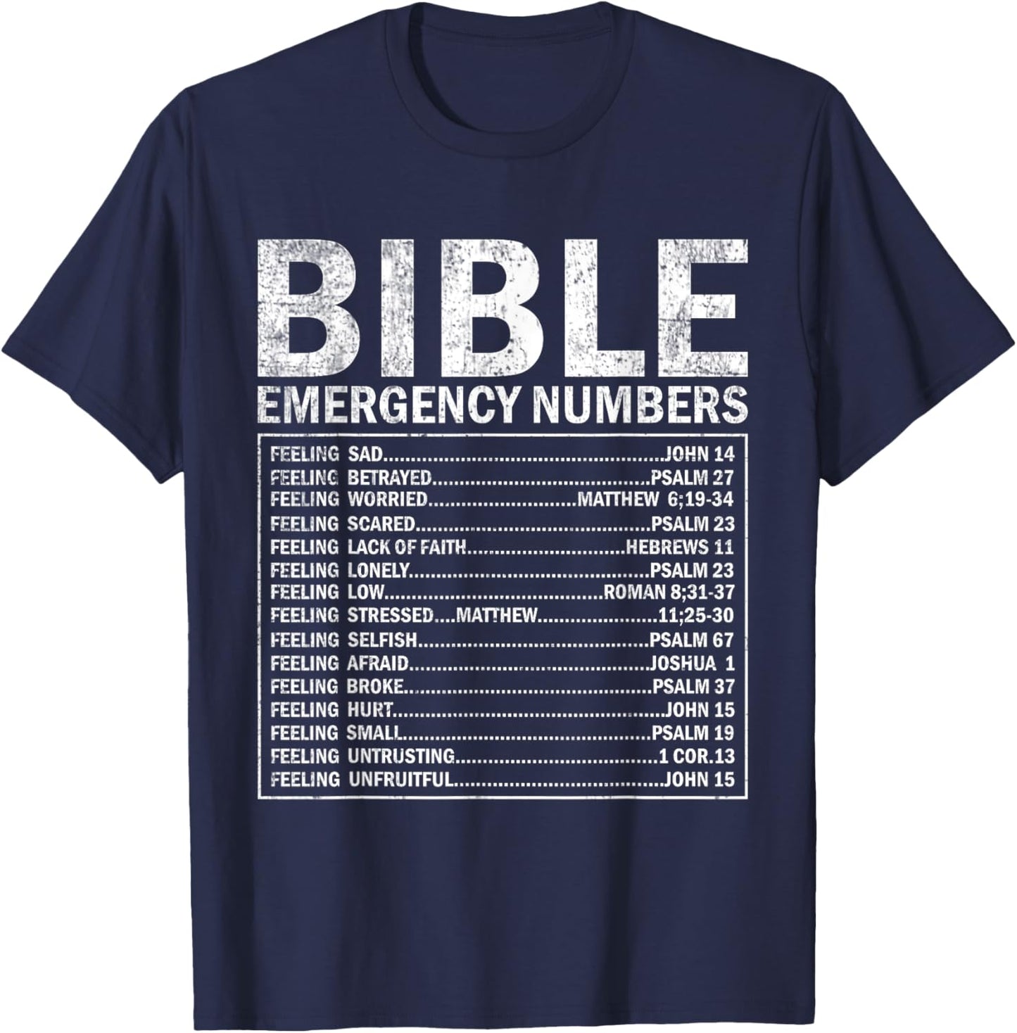 Christian Bible Emergency Numbers Cute Christian T-Shirt - T-Shirt | Navy