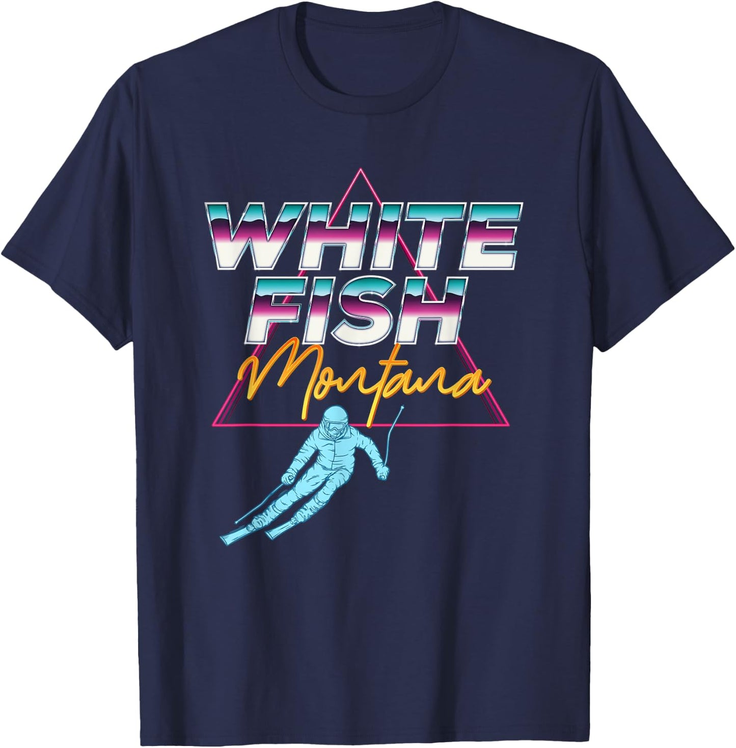 Whitefish Montana - USA Ski Resort 1980s Retro T-Shirt - T-Shirt | Navy