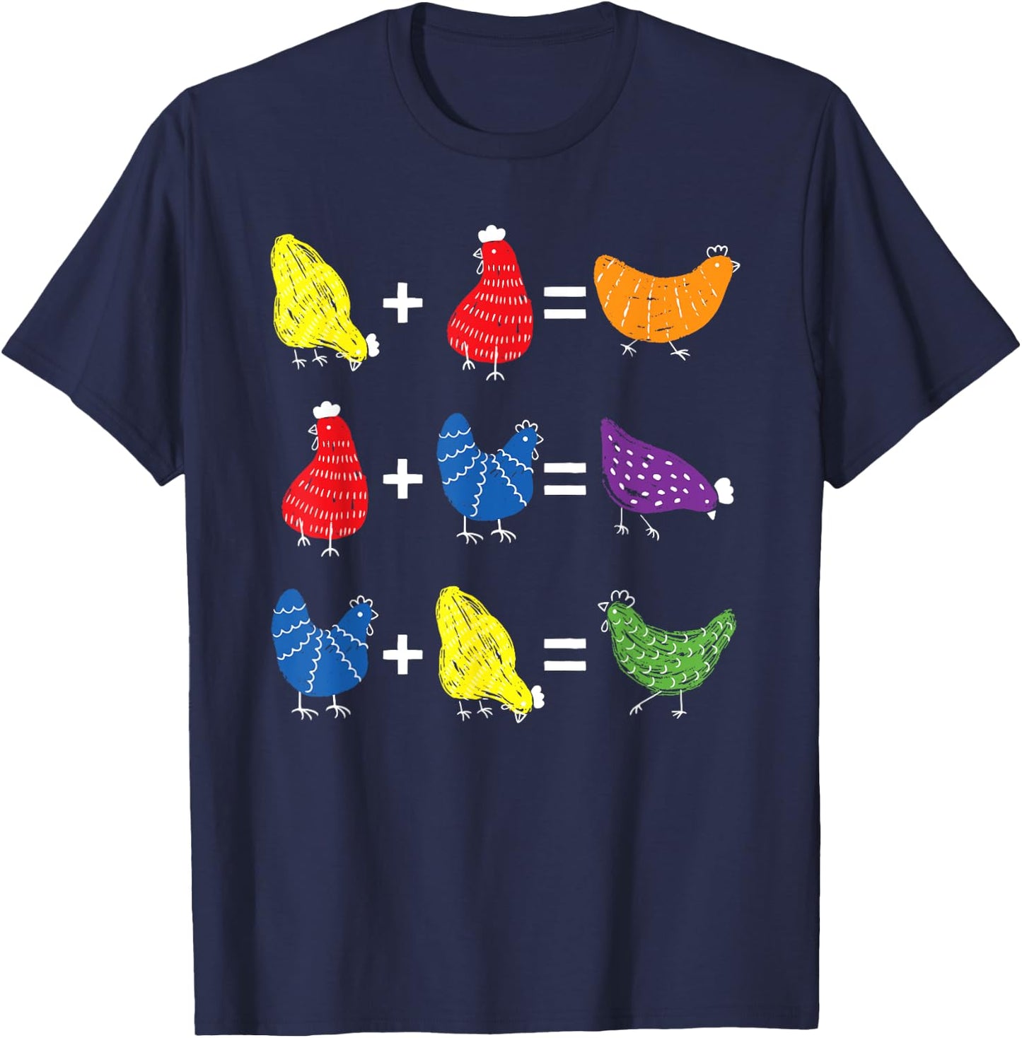 Chicken Themed Color Theory Educational Art Teacher Artist T-Shirt - T-Shirt | Navy