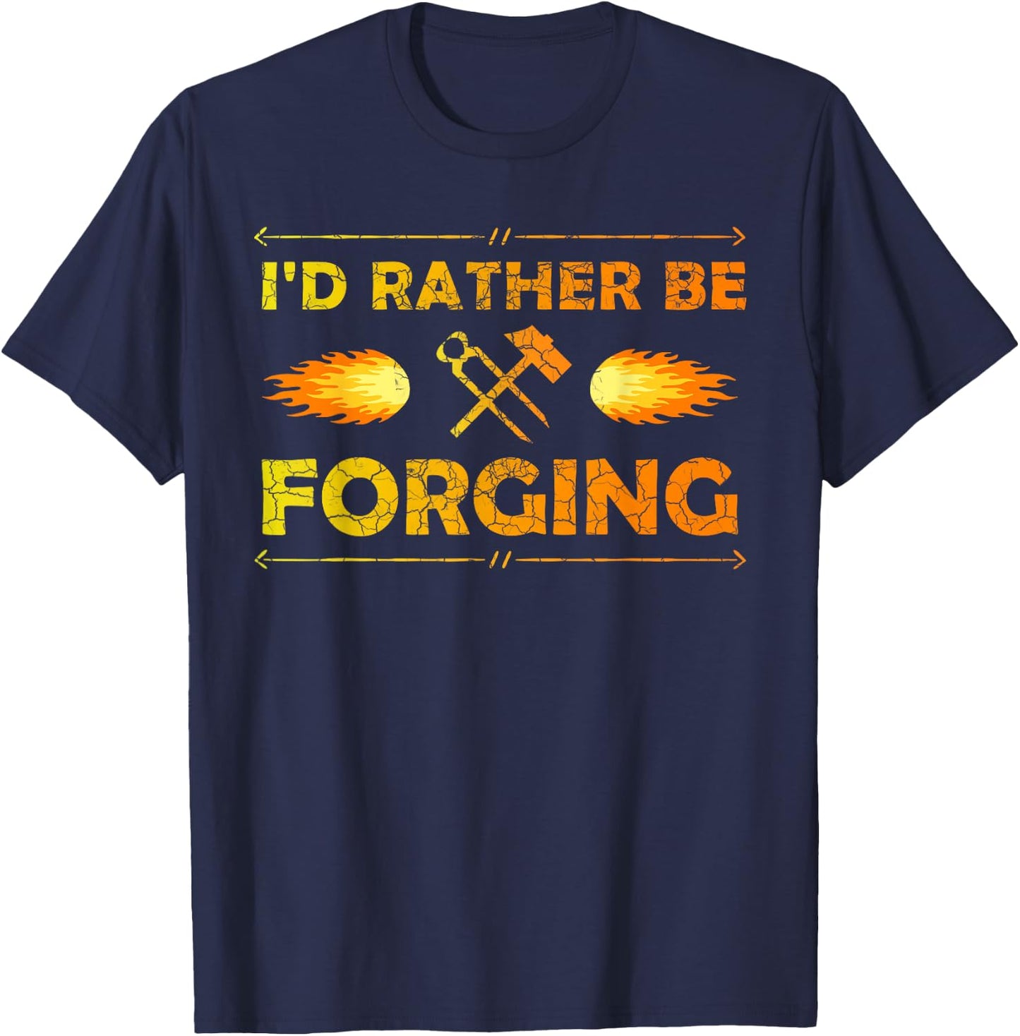 I'D Rather Be Forging Blacksmith Knifemaker Gift T-Shirt - T-Shirt | Navy