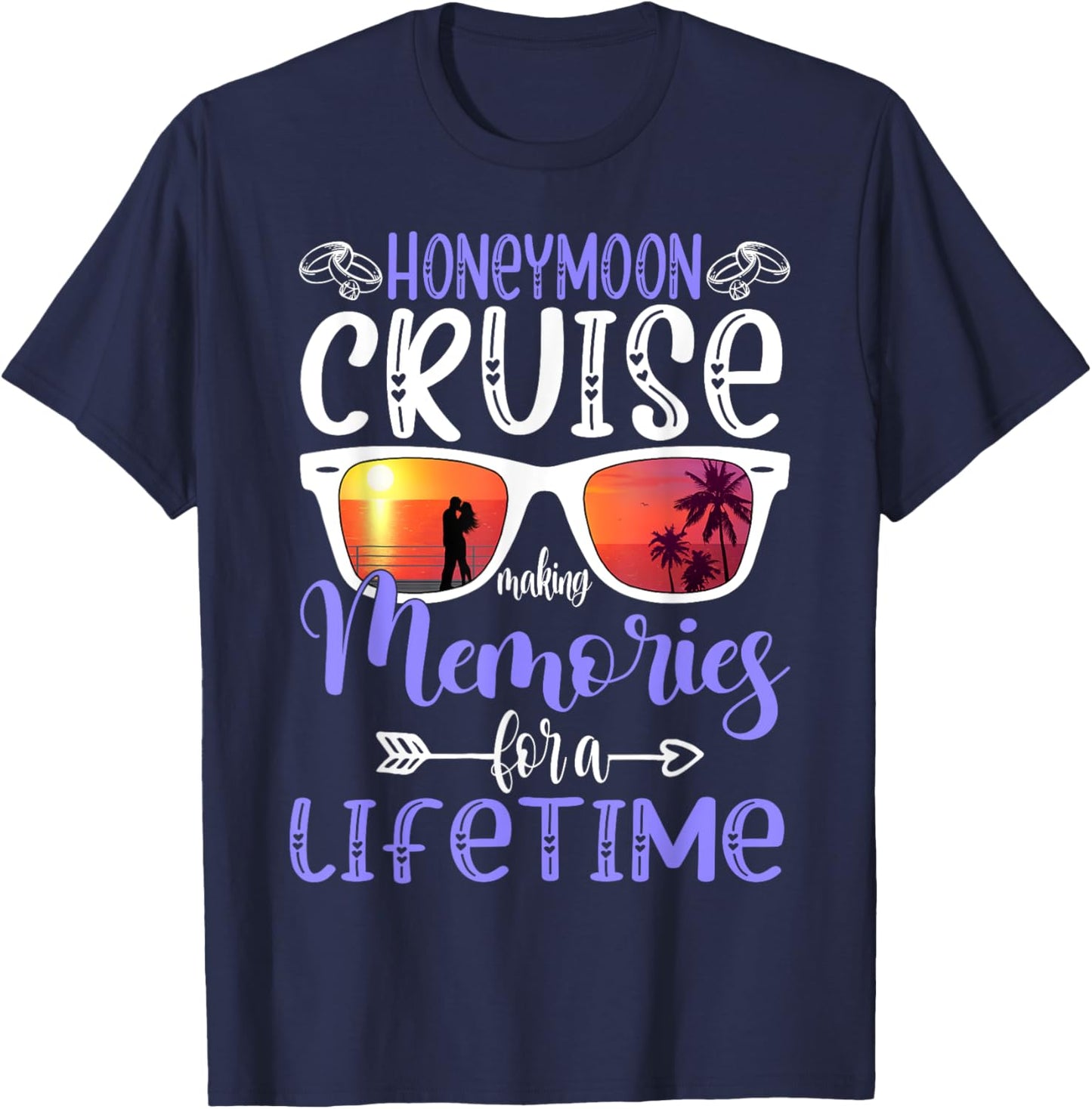 Husband Wife Our Wedding Anniversary Honey Moon Cruise Trip T-Shirt - T-Shirt | Navy