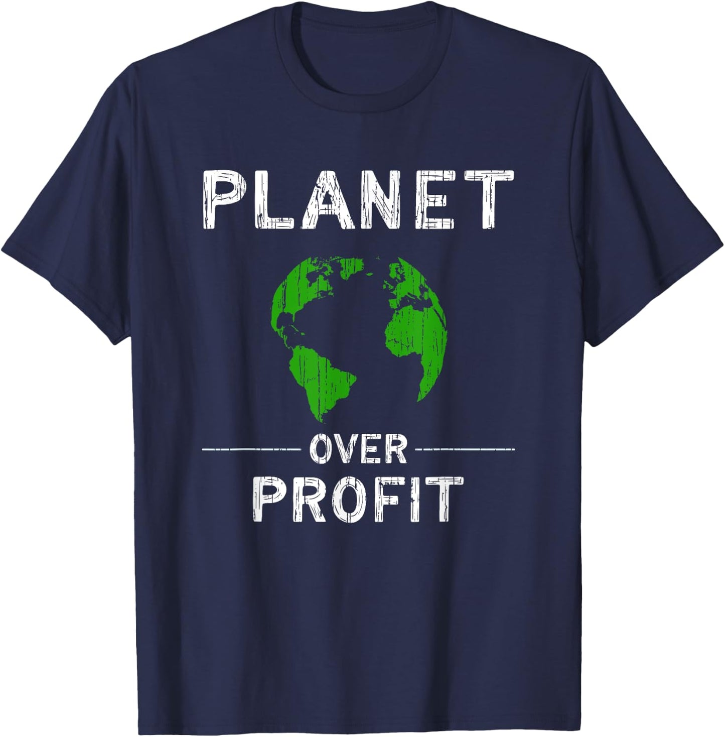 Green Environmental Art and Ecology Planet Awareness T-Shirt - T-Shirt | Navy