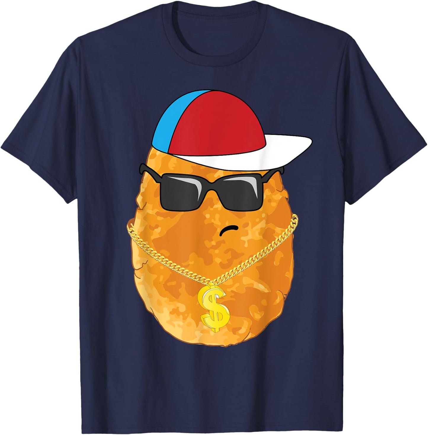 Cool Chicken Nugget Art For Boys Kids Chicken Nugget Lover T-Shirt - T-Shirt | Navy