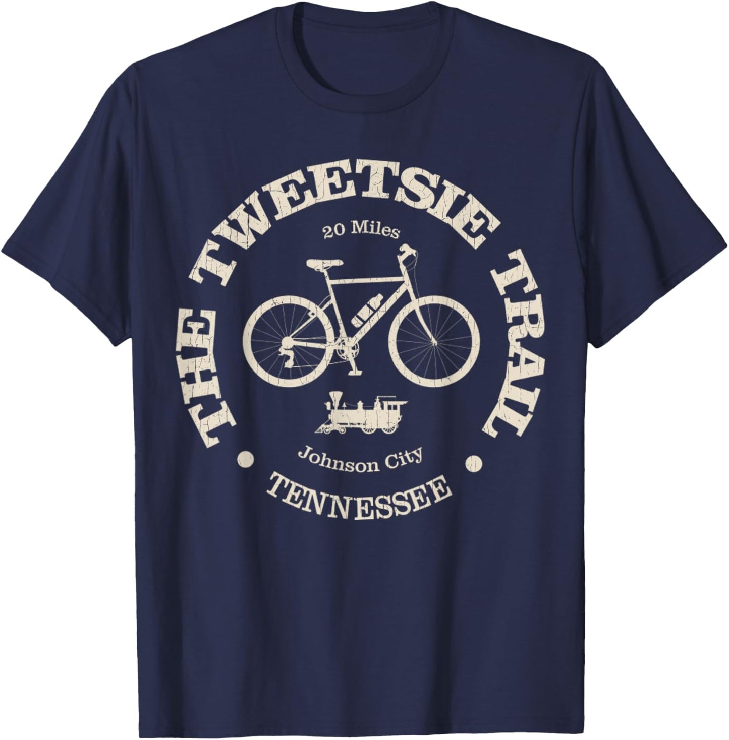 Vintage Tweetsie Trail Biking, Tennessee Bike Trail T-Shirt - T-Shirt | Navy